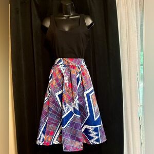 Printed High Waisted Skirt w/ Elastic Waistline